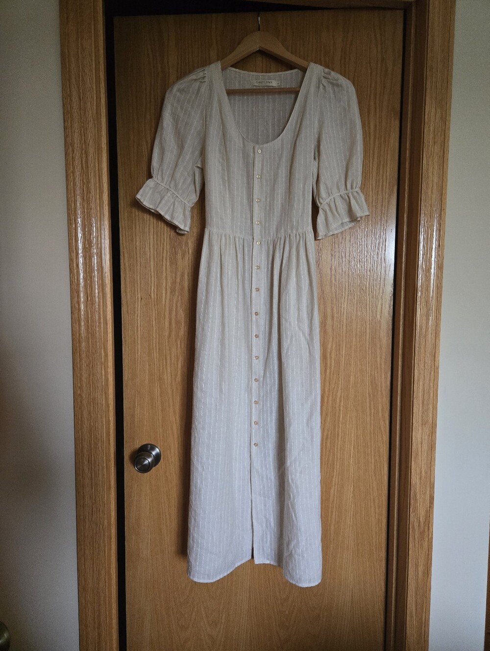Christy Dawn Cream Button-Front Maxi Dress